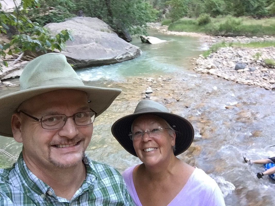 myself and my husband, hiking